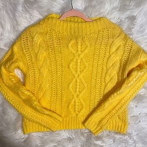 PACSUN YELLOW CABLE KNIT BOATNECK SWEATER